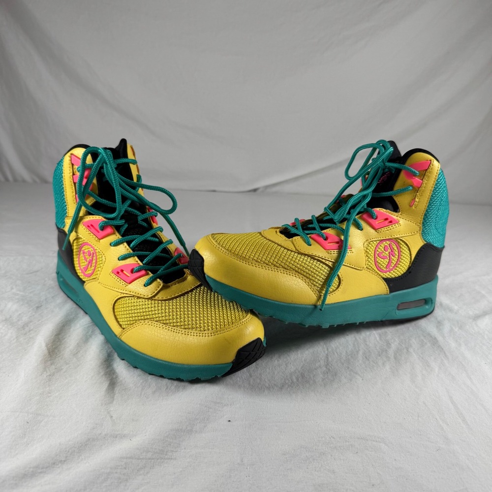 Zumba Women's Size 10 Yellow Air Bounce Dance Leather Textile High Top Sneakers